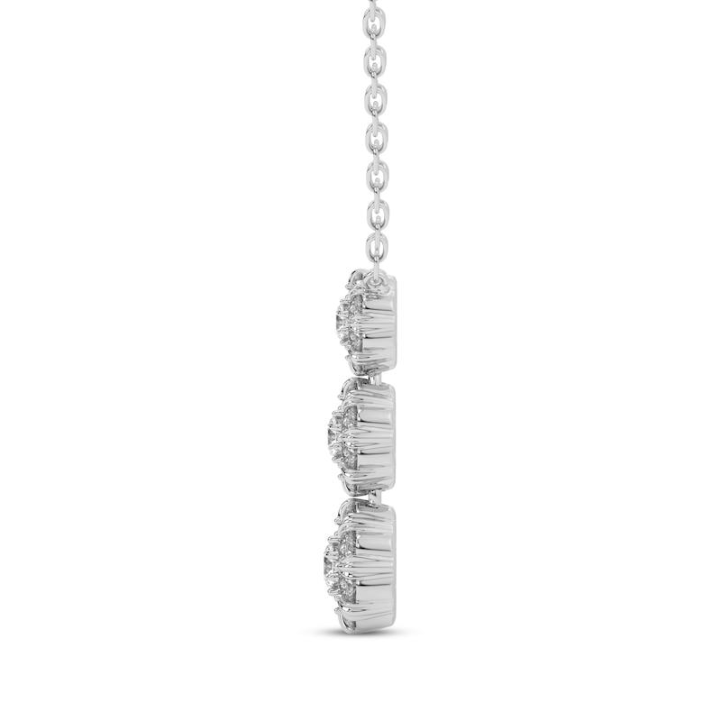 Main Image 3 of Diamond Three-Stone Drop Necklace 5/8 ct tw 14 White Gold 18&quot;