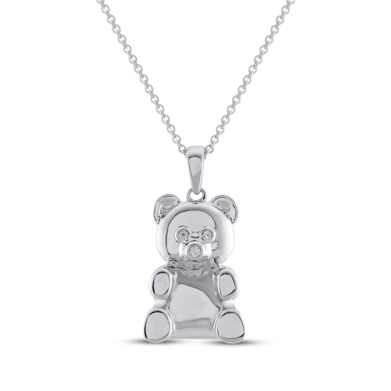 Main Image 1 of Teddy Bear Jewelry Collection Honoring St. Jude Diamond Necklace 1/20 ct tw Sterling Silver 18&quot;