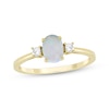 Thumbnail Image 1 of Oval-Cut Lab-Created Opal & Diamond Ring 1/10 ct tw 10K Yellow Gold