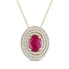 Thumbnail Image 1 of Greenland Rubies Collection Oval-Cut Natural Ruby & Lab-Grown Diamond Necklace 3/8 ct tw 14K Yellow Gold 18&quot;