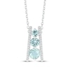 Thumbnail Image 0 of Aquamarine & Diamond Three-Stone Ladder Necklace 1/10 ct tw 10K White Gold 18"