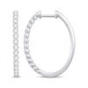 Thumbnail Image 1 of Diamond Oval Hoop Earrings 3/4 ct tw 10K White Gold