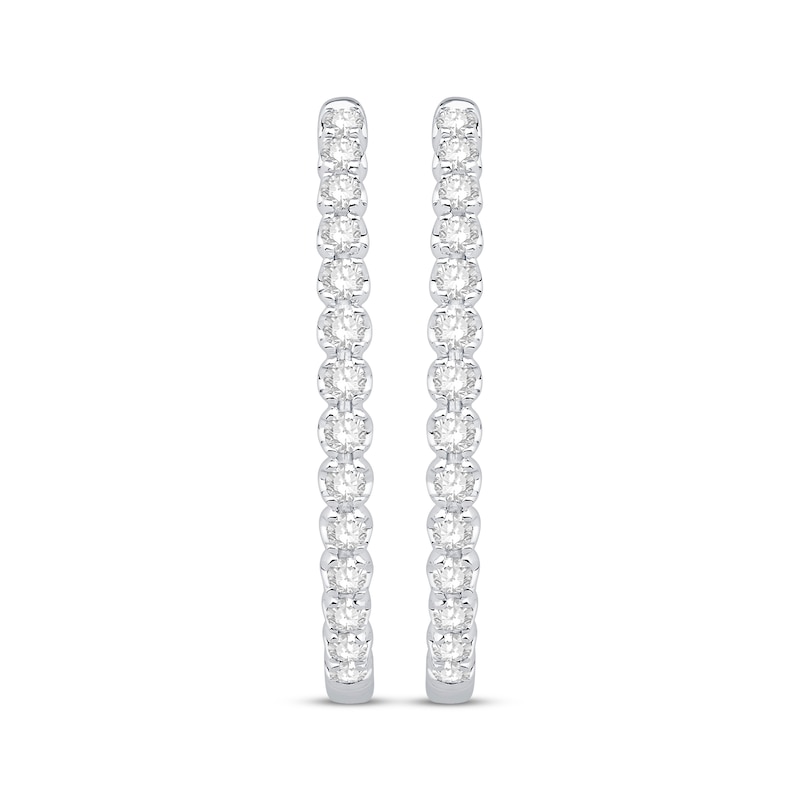 Main Image 2 of Diamond Oval Hoop Earrings 3/4 ct tw 10K White Gold