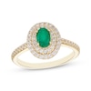 Thumbnail Image 1 of Oval-Cut Natural Emerald & Diamond Double Halo Ring 1/3 ct tw 10K Yellow Gold