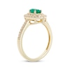 Thumbnail Image 1 of Oval-Cut Natural Emerald & Diamond Double Halo Ring 1/3 ct tw 10K Yellow Gold