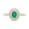 Thumbnail Image 3 of Oval-Cut Natural Emerald & Diamond Double Halo Ring 1/3 ct tw 10K Yellow Gold