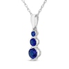 Thumbnail Image 1 of Natural Blue Sapphire Graduated Three-Stone Drop Necklace 10K White Gold 18"