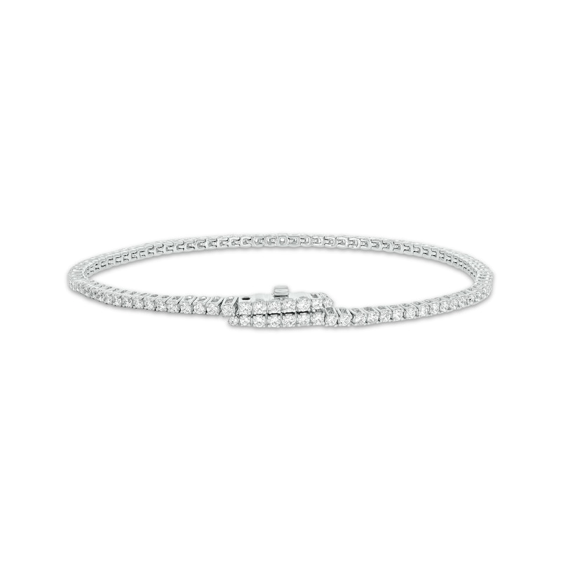 Diamond Tennis Bracelet with Magnetic Clasp 2 ct tw 10K White Gold 7"