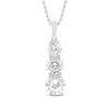 Thumbnail Image 1 of White Lab-Created Sapphire Three-Stone Graduated Necklace Sterling Silver 18&quot;