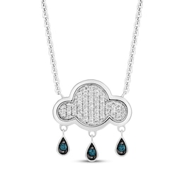 Disney Treasures Winnie the Pooh London Blue Topaz & Diamond Rain Cloud Necklace 1/6 ct tw Sterling Silver 18&quot;