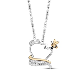 Disney Treasures Winnie the Pooh Honey Bee Diamond Necklace 1/20 ct tw Sterling Silver & 10K Yellow Gold 18&quot;