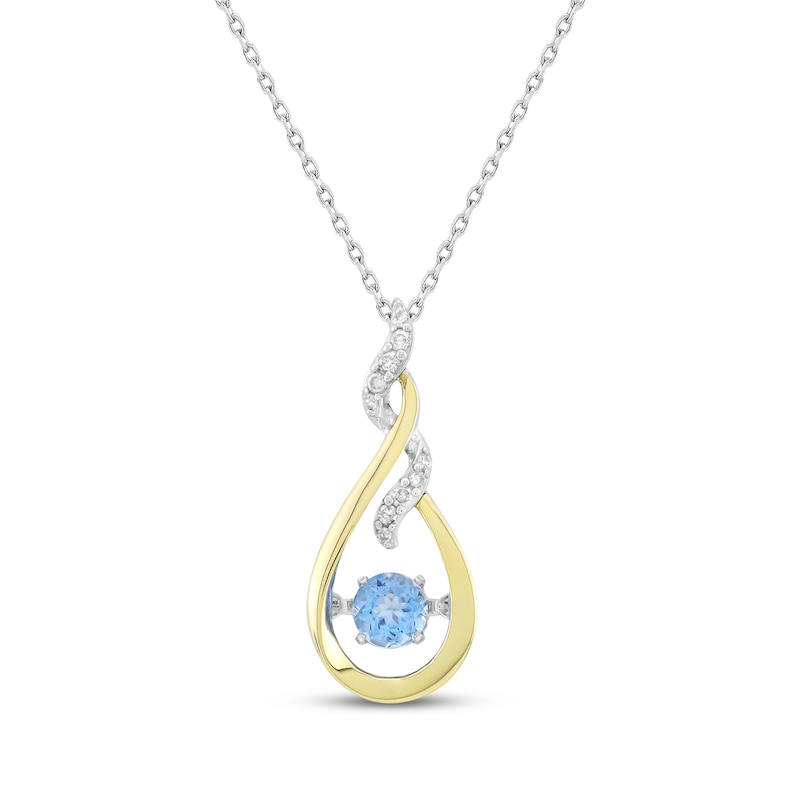 Main Image 1 of Unstoppable Love Swiss Blue Topaz & Diamond Necklace 1/15 ct tw Sterling Silver & 10K Yellow Gold 18&quot;