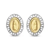 Thumbnail Image 2 of Children's Diamond-Cut Mother Mary Oval Earrings 14K Two-Tone Gold