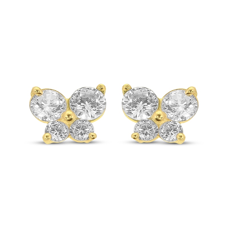 Main Image 2 of Children's Cubic Zirconia Butterfly Stud Earrings 14K Yellow Gold