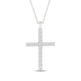 Diamond Cross Necklace 1/3 ct tw 10K White Gold 18"