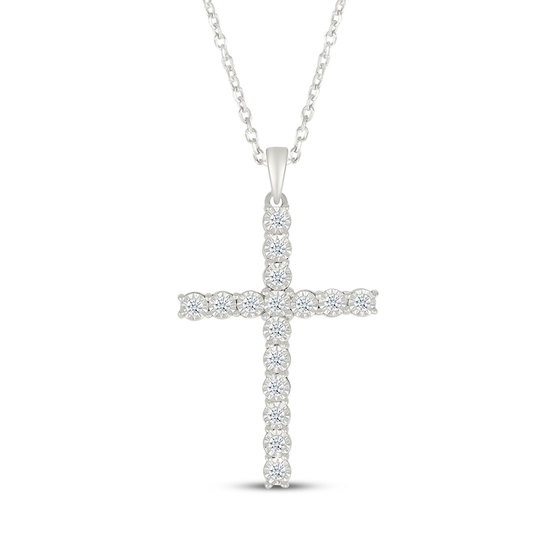 Main Image 1 of Diamond Cross Necklace 1/3 ct tw 10K White Gold 18&quot;