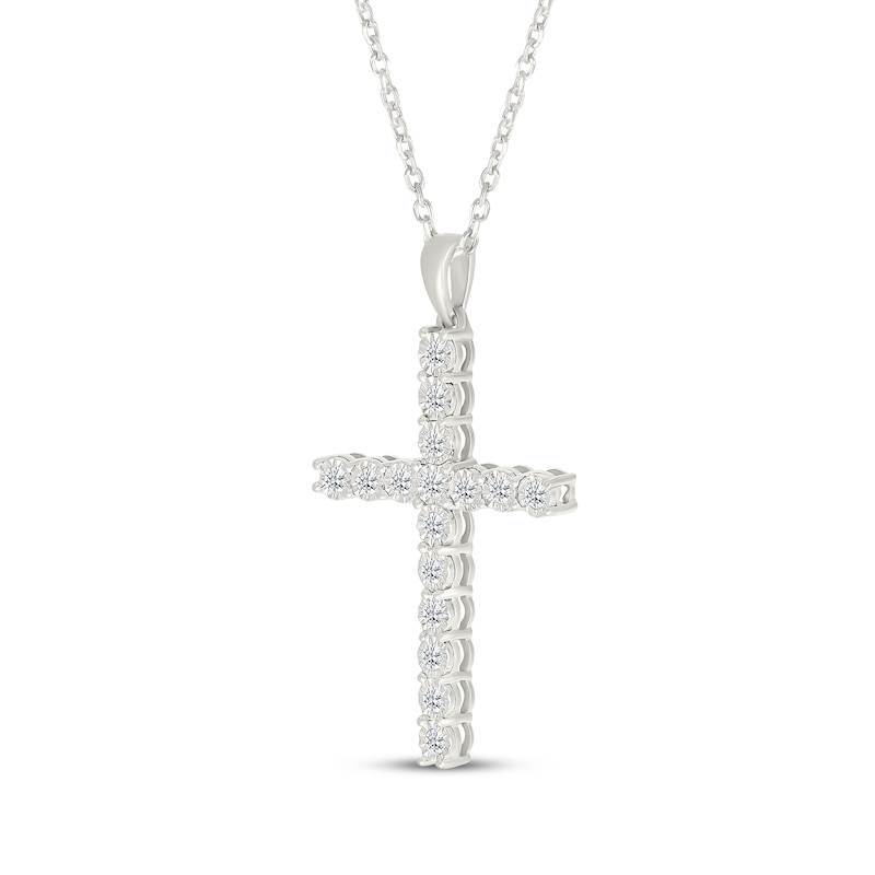 Main Image 2 of Diamond Cross Necklace 1/3 ct tw 10K White Gold 18&quot;