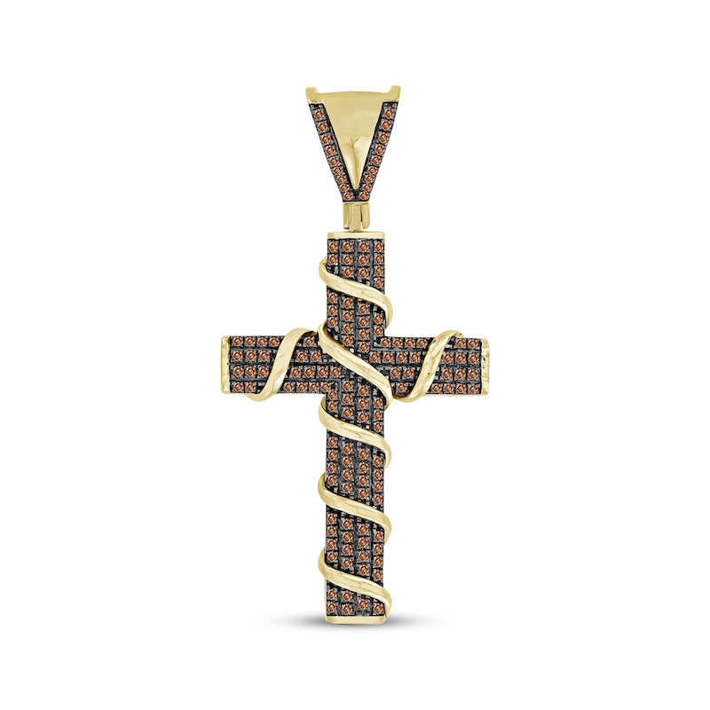 Main Image 1 of Men's Brown Diamond Cross Charm 1/2 ct tw 10K Yellow Gold