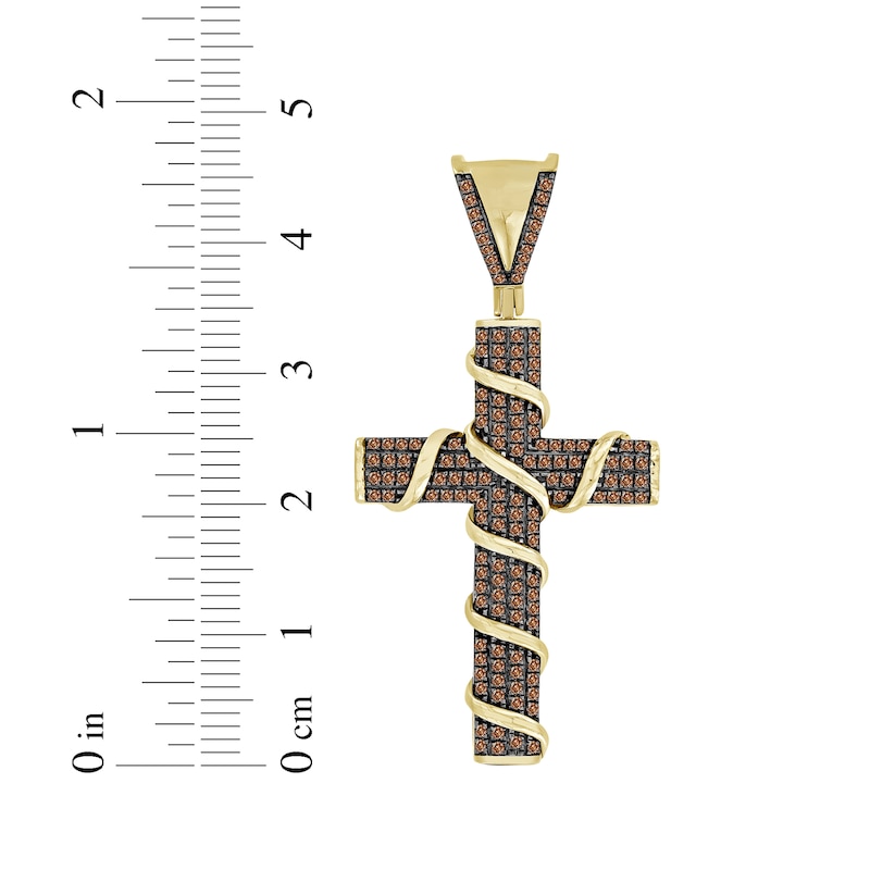 Main Image 3 of Men's Brown Diamond Cross Charm 1/2 ct tw 10K Yellow Gold