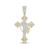 Thumbnail Image 1 of Men's Baguette & Round-Cut Diamond Cross & Praying Hands Charm 3/4 ct tw 10K Yellow Gold