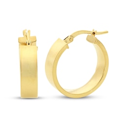 Flat Hoop Earrings 10K Yellow Gold 15mm