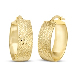 Italian Brilliance Diamond-Cut Hoop Earrings 14K Yellow Gold