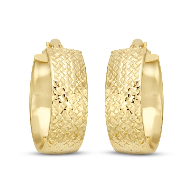 Main Image 2 of Italian Brilliance Diamond-Cut Hoop Earrings 14K Yellow Gold