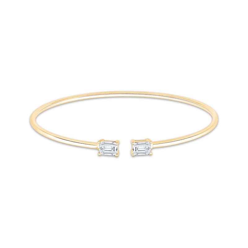 Main Image 1 of Lab-Grown Diamonds by KAY Emerald-Cut Open Flex Cuff Bracelet 1 ct tw 10K Yellow Gold