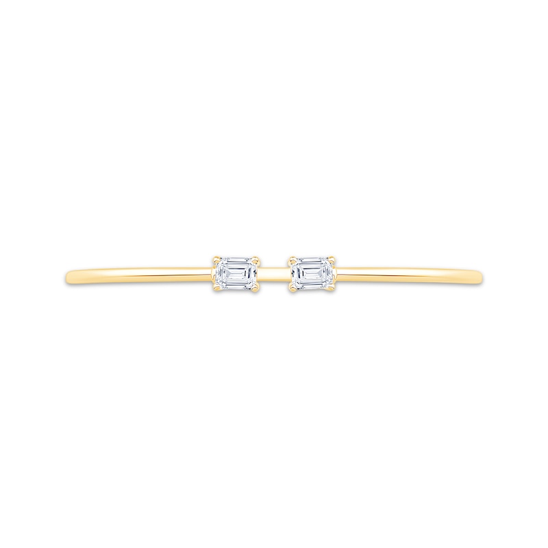 Main Image 3 of Lab-Grown Diamonds by KAY Emerald-Cut Open Flex Cuff Bracelet 1 ct tw 10K Yellow Gold