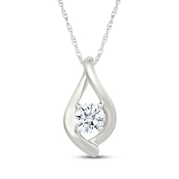 Lab-Grown Diamonds by KAY Round-Cut Solitaire Twist Teardrop Necklace 1/3 ct tw Sterling Silver 18&quot; (I/SI2)