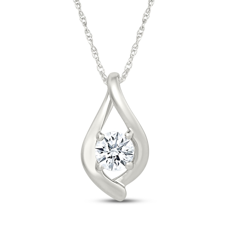 Lab-Grown Diamonds by KAY Round-Cut Solitaire Twist Teardrop Necklace 1/3 ct tw Sterling Silver 18" (I/SI2)