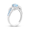 Thumbnail Image 1 of Oval-Cut Swiss Blue Topaz & White Lab-Created Sapphire Bypass Ring Sterling Silver