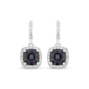 Thumbnail Image 2 of Cushion-Cut Lab-Created Alexandrite & White Lab-Created Sapphire Halo Drop Earrings Sterling Silver