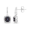 Thumbnail Image 3 of Cushion-Cut Lab-Created Alexandrite & White Lab-Created Sapphire Halo Drop Earrings Sterling Silver