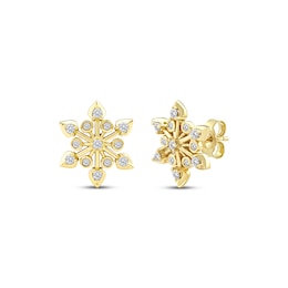 Diamond Snowflake Stud Earrings 1/4 ct tw 10K Yellow Gold