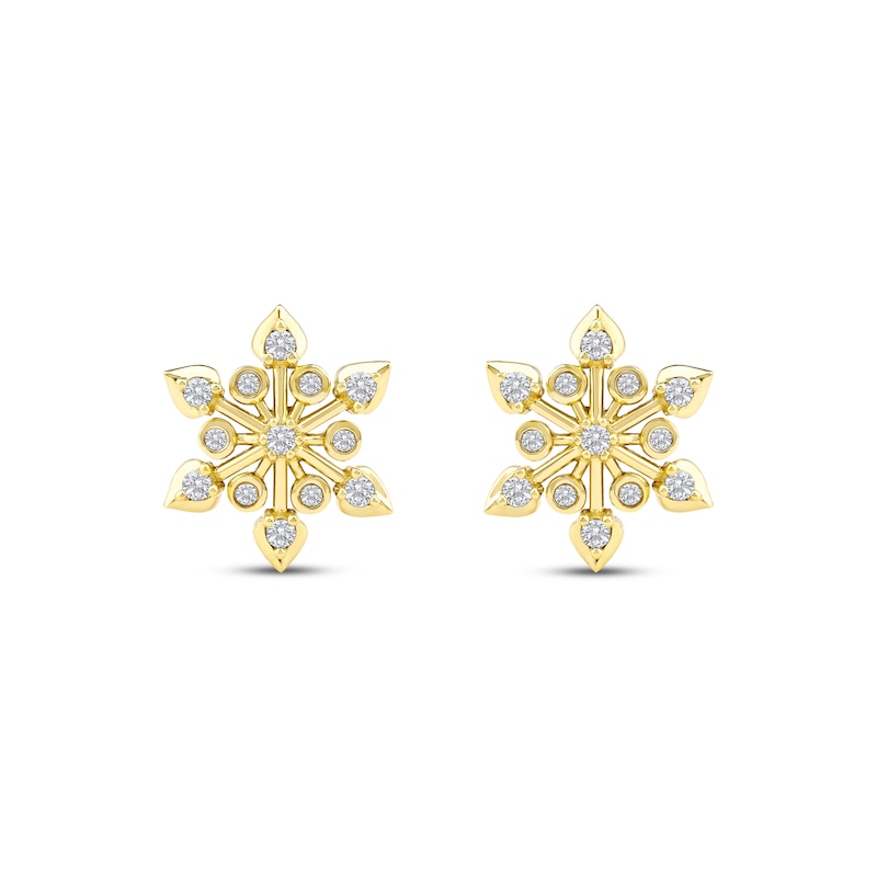 Main Image 2 of Diamond Snowflake Stud Earrings 1/4 ct tw 10K Yellow Gold