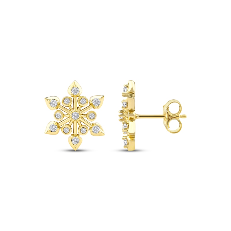 Main Image 3 of Diamond Snowflake Stud Earrings 1/4 ct tw 10K Yellow Gold