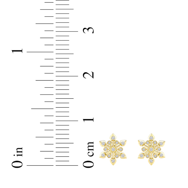 Main Image 5 of Diamond Snowflake Stud Earrings 1/4 ct tw 10K Yellow Gold