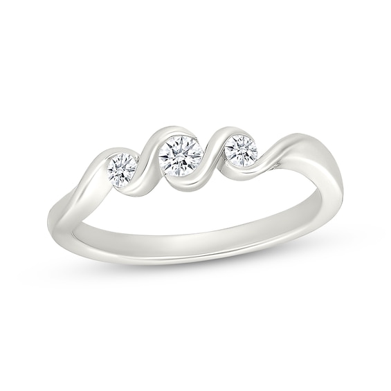 Lab-Grown Diamonds by KAY Round-Cut Three-Stone Bypass Promise Ring 1/5 ct tw Sterling Silver