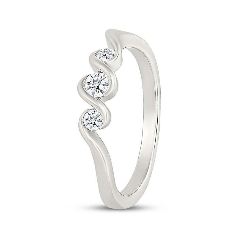 Main Image 2 of Lab-Grown Diamonds by KAY Round-Cut Three-Stone Bypass Promise Ring 1/5 ct tw Sterling Silver