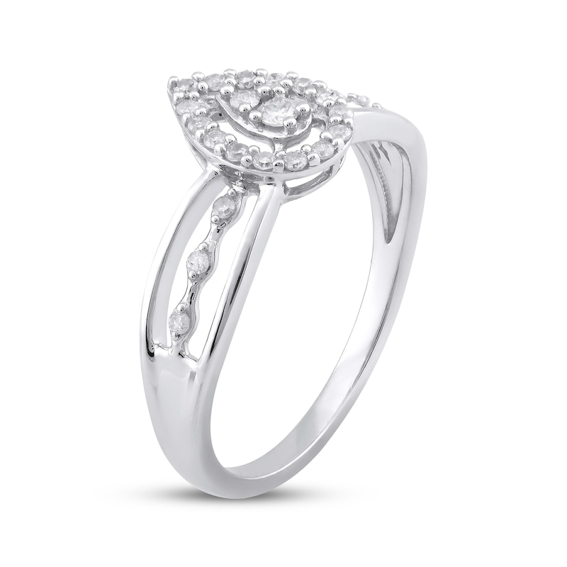 Main Image 2 of Multi-Diamond Pear-Shaped Halo Promise Ring 1/5 ct tw Sterling Silver