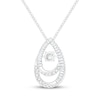 Thumbnail Image 1 of Unstoppable Love Round & Baguette-Cut Diamond Double Teardrop Necklace 1/2 ct tw 10K White Gold 19&quot;