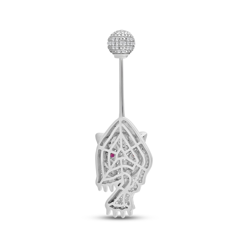 Main Image 2 of Men's Diamond & Lab-Created Ruby Panther Brooch 1 ct tw Sterling Silver