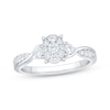 Thumbnail Image 1 of Now + Forever Multi-Diamond Oval Frame Engagement Ring 1/2 ct tw 10K White Gold