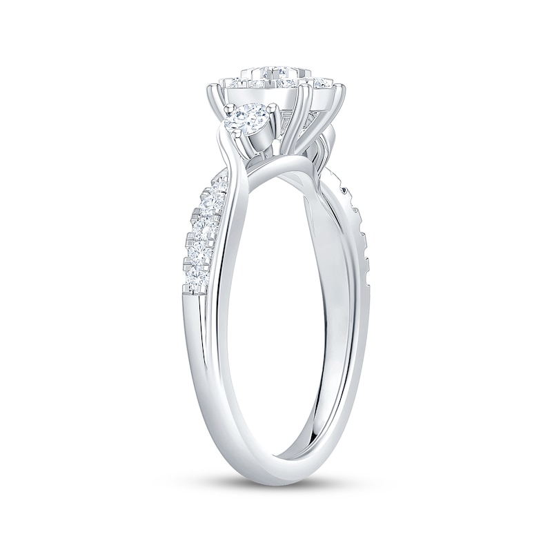 Main Image 2 of Now + Forever Multi-Diamond Oval Frame Engagement Ring 1/2 ct tw 10K White Gold