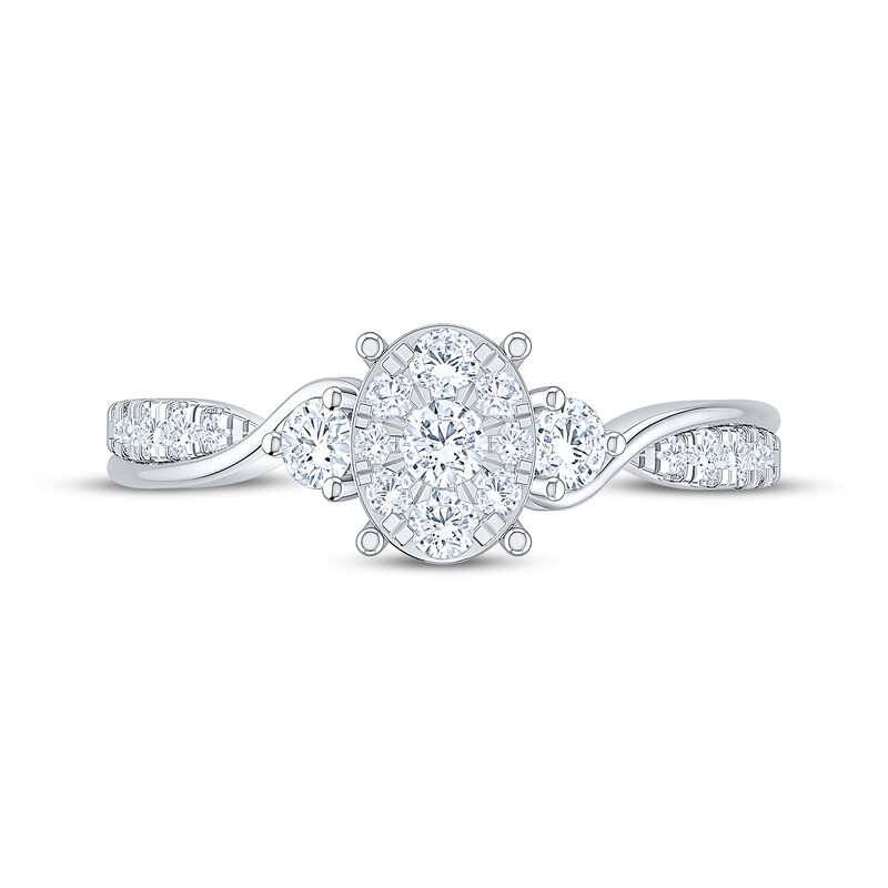 Main Image 3 of Now + Forever Multi-Diamond Oval Frame Engagement Ring 1/2 ct tw 10K White Gold