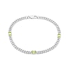 Thumbnail Image 1 of Oval-Cut Peridot Station Curb Chain Bracelet Sterling Silver 6.75&quot;