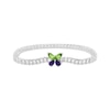 Thumbnail Image 1 of Marquise-Cut Peridot, Pear-Shaped Amethyst & White Lab-Created Sapphire Butterfly Bracelet Sterling Silver 7.25&quot;