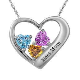 Birthstone Family & Mother's Heart Necklace (1-3 Stones and 1 Line)