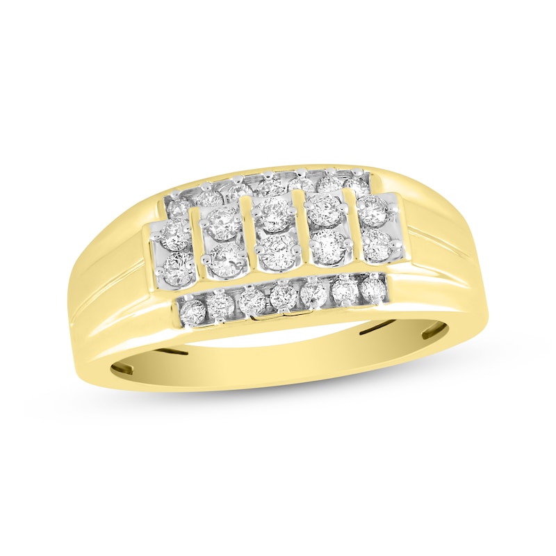 Main Image 1 of Men's Diamond Multi-Row Ring 1 ct tw 10K Yellow Gold